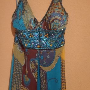 100% silk sue wong casual dress